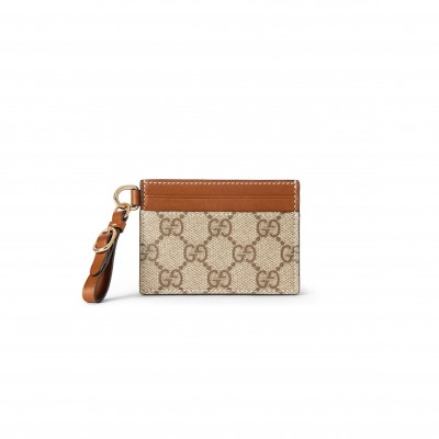 GUCCI GG EMBLEM CARD CASE WITH STRAP 819121 (10*7cm)